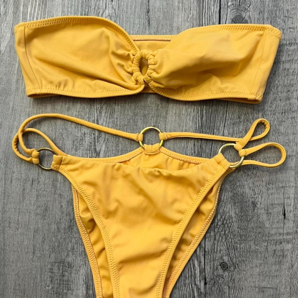 Amor y besos bandeau bikini set, yellow, size small